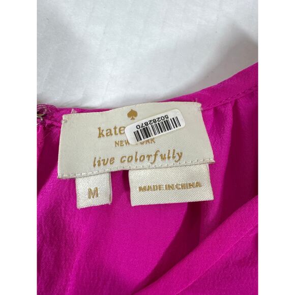 Kate Spade Crepe Ruffle Pink Fuchsia Womens Career Casual Top Size Medium - Picture 3 of 6